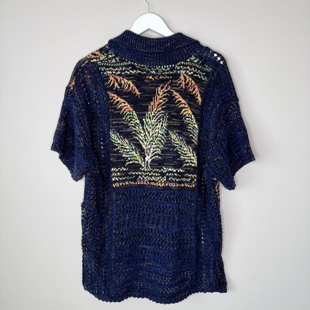 Anthropologie Pilcro | Polo Camp Sweater Palm Print Short Sleeve Size XS/S - Picture 7 of 9
